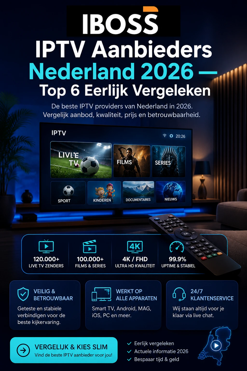 iptv aanbieders nederland 2026 top 6 vergelijking iboss-iptv